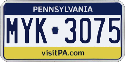 PA license plate MYK3075