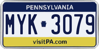 PA license plate MYK3079