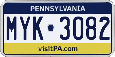 PA license plate MYK3082