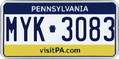 PA license plate MYK3083