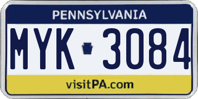 PA license plate MYK3084