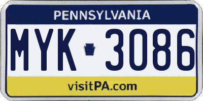 PA license plate MYK3086