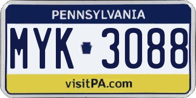 PA license plate MYK3088