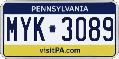 PA license plate MYK3089