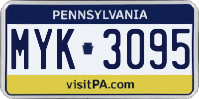 PA license plate MYK3095