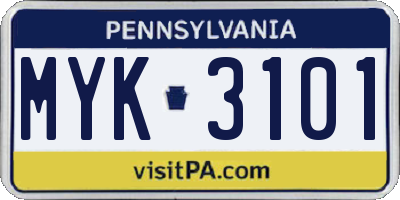 PA license plate MYK3101