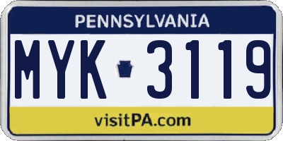 PA license plate MYK3119