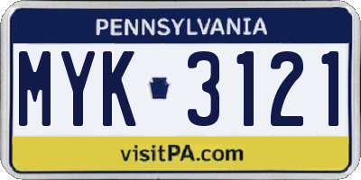 PA license plate MYK3121