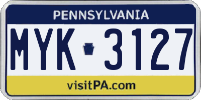 PA license plate MYK3127