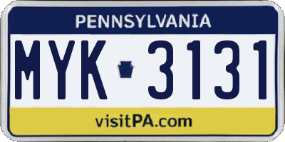 PA license plate MYK3131
