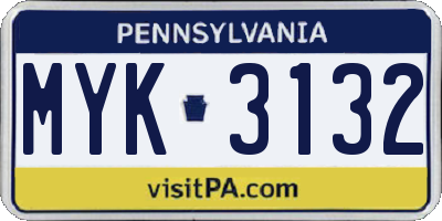 PA license plate MYK3132
