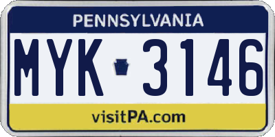 PA license plate MYK3146