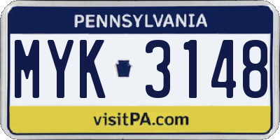 PA license plate MYK3148