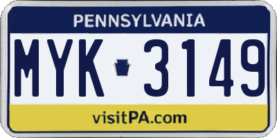 PA license plate MYK3149