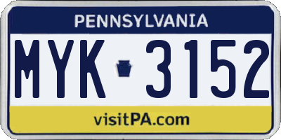 PA license plate MYK3152