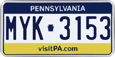 PA license plate MYK3153
