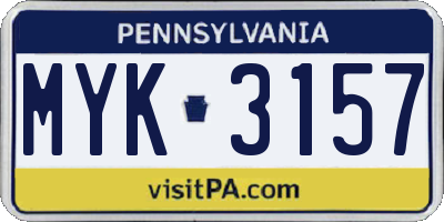 PA license plate MYK3157