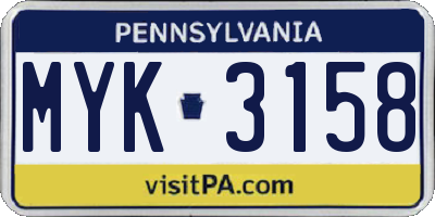 PA license plate MYK3158