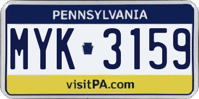 PA license plate MYK3159
