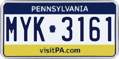 PA license plate MYK3161