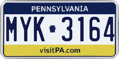 PA license plate MYK3164