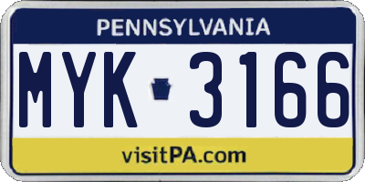 PA license plate MYK3166