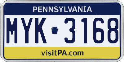 PA license plate MYK3168