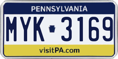 PA license plate MYK3169