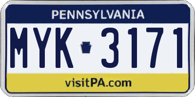 PA license plate MYK3171