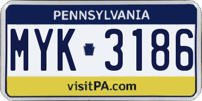 PA license plate MYK3186