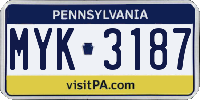 PA license plate MYK3187