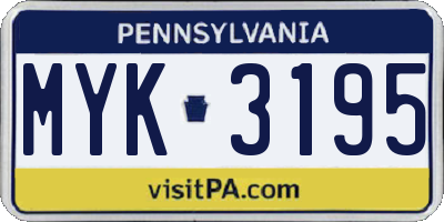 PA license plate MYK3195