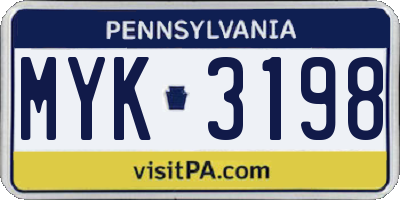PA license plate MYK3198