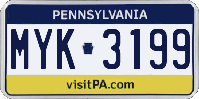 PA license plate MYK3199