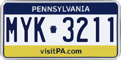 PA license plate MYK3211