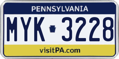 PA license plate MYK3228