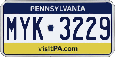 PA license plate MYK3229