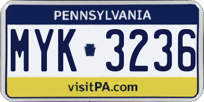 PA license plate MYK3236