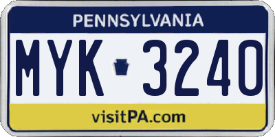 PA license plate MYK3240
