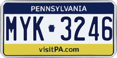 PA license plate MYK3246