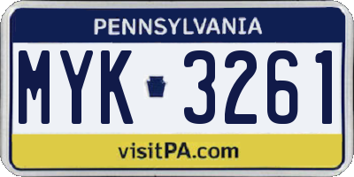 PA license plate MYK3261