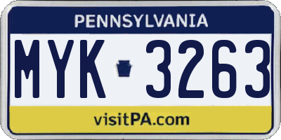 PA license plate MYK3263