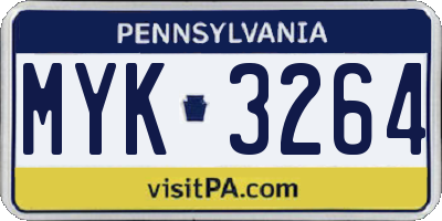 PA license plate MYK3264