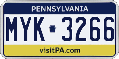PA license plate MYK3266