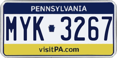 PA license plate MYK3267