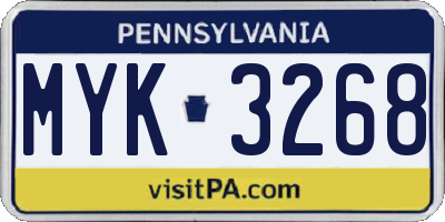 PA license plate MYK3268