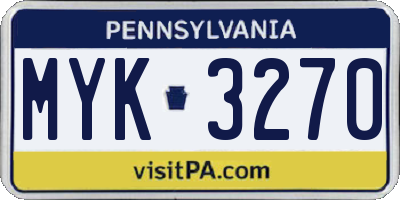 PA license plate MYK3270