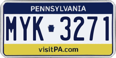 PA license plate MYK3271