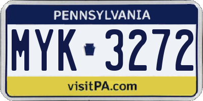 PA license plate MYK3272