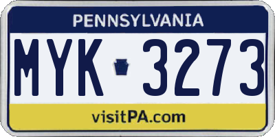 PA license plate MYK3273